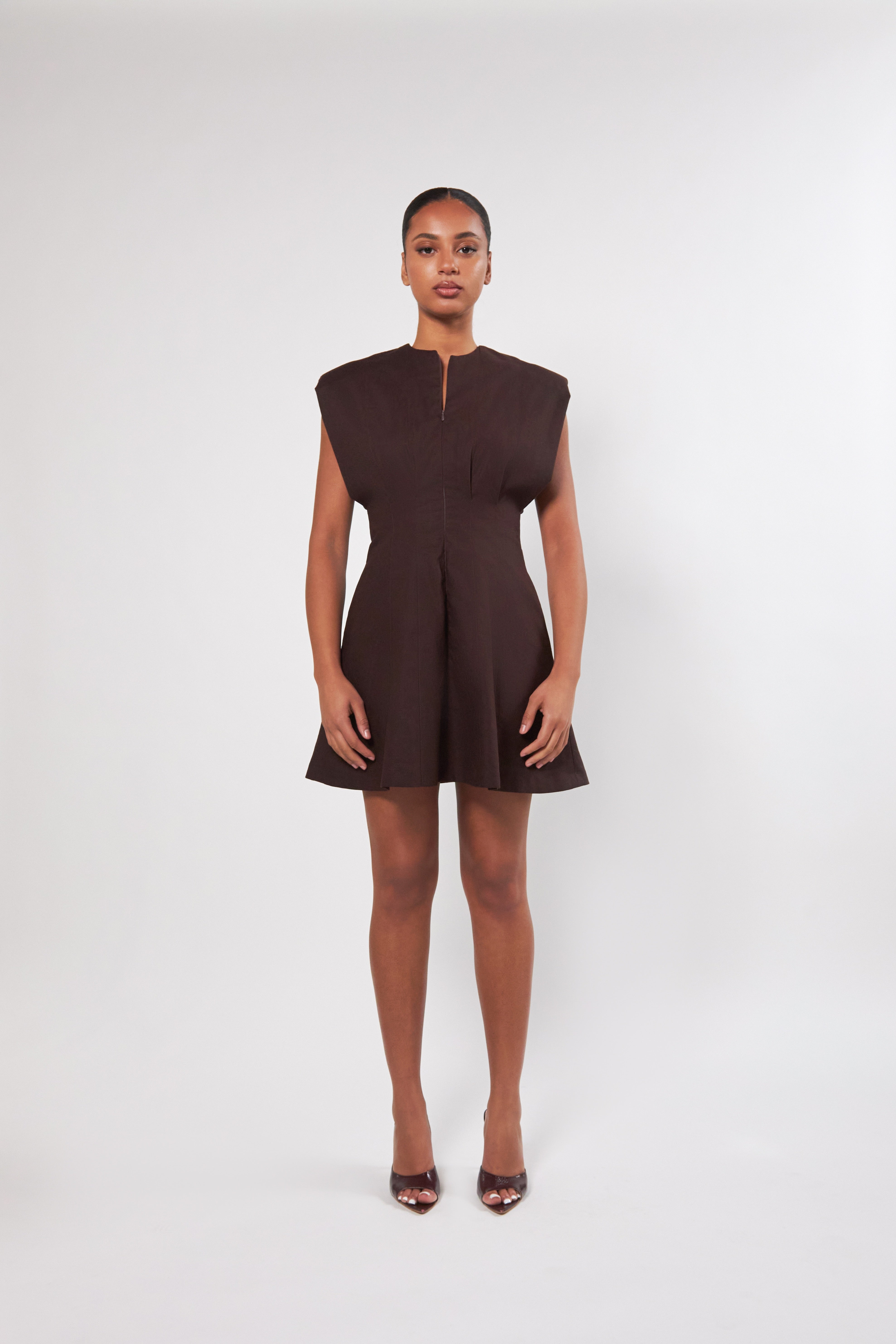 ZAMIA Pleated Flared Mini Dress – ISRAELLA KOBLA