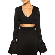Load image into Gallery viewer, ISSA | V-Neck Crop Top in Black
