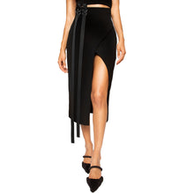 Load image into Gallery viewer, israella KOBLA high waist midi skirt with front slit in black 
