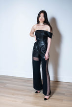 Load image into Gallery viewer, HAZEY Pants - Faux Leather | Wide Leg Pants with Asymmetric Sheer Panels
