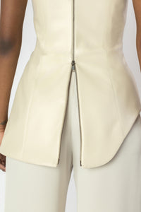 INDRA Cream Leather Corset Top