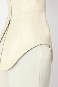 INDRA Cream Leather Corset Top