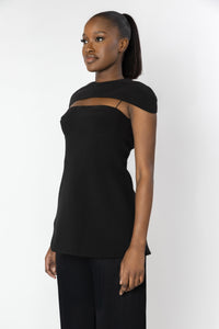 SANZIO Black Cap Sleeve Top