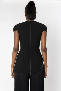 SANZIO Black Cap Sleeve Top