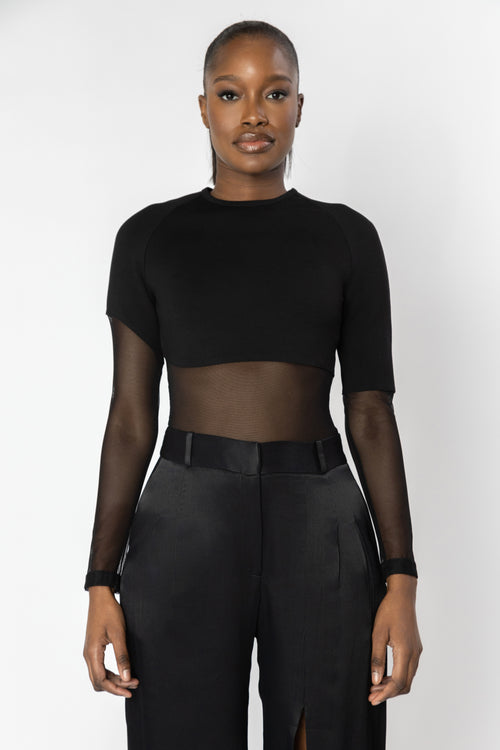 LUNA Asymmetric Sleeve Knit Top