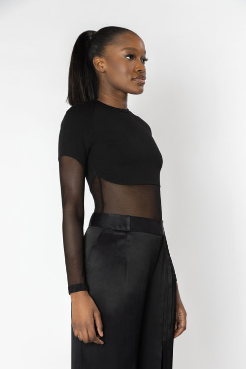 LUNA Asymmetric Sleeve Knit Top