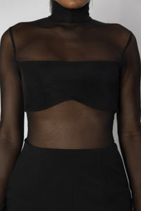 OSTARA Black Sheer Knit Top