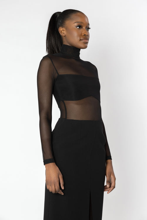 OSTARA Black Sheer Knit Top