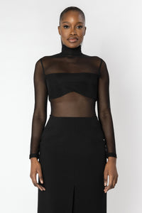 OSTARA Black Sheer Knit Top