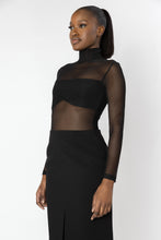 Load image into Gallery viewer, OSTARA Black Sheer Knit Top
