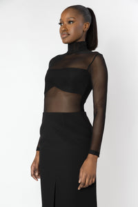 OSTARA Black Sheer Knit Top