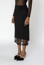 Load image into Gallery viewer, SELINE Black Sheer Panel Skirt
