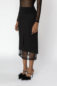 SELINE Black Sheer Panel Skirt