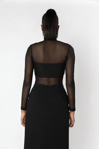 OSTARA Black Sheer Knit Top