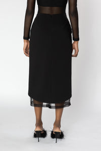 SELINE Black Sheer Panel Skirt