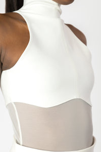 AURORA Halter Sheer Panel Knit Top