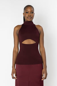 TERASU Halter Cut-out Knit Top