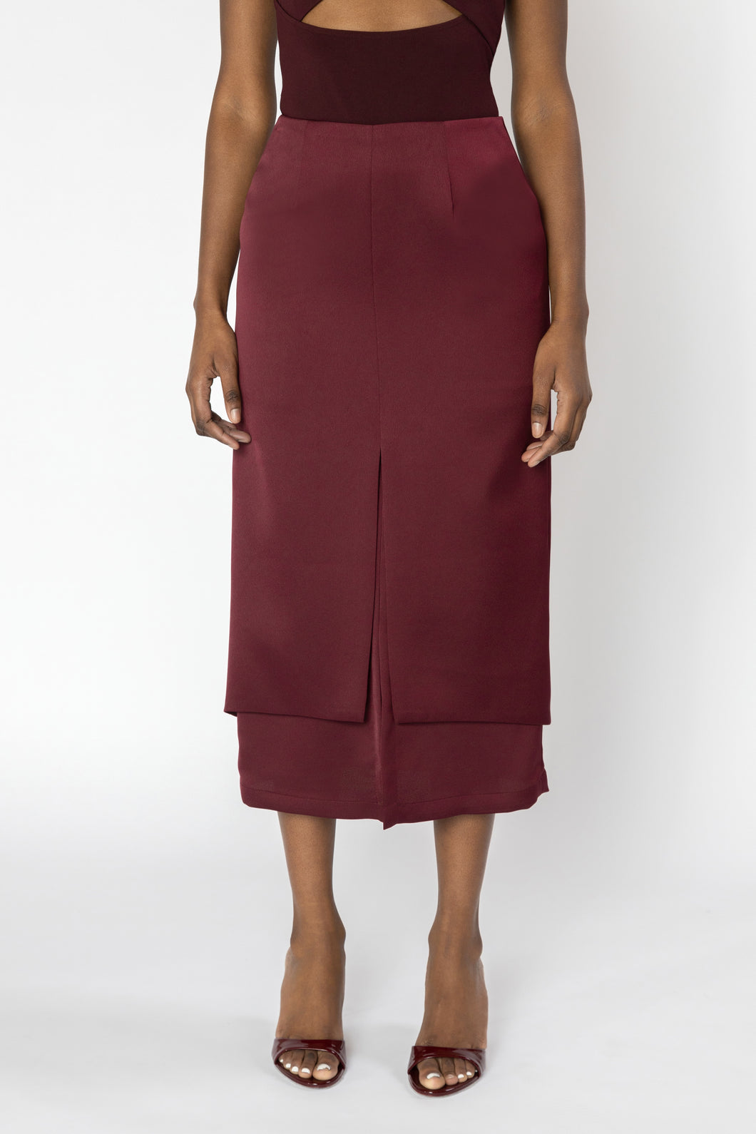 ADITI Layered Slit Midi Skirt