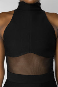 AURORA Halter Sheer Panel Knit Top