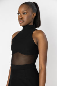 AURORA Halter Sheer Panel Knit Top