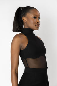 AURORA Halter Sheer Panel Knit Top