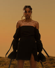 Load image into Gallery viewer, israella KOBLA strapless mini dress with 3 tiered sleeves in colour black
