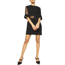 Load image into Gallery viewer, israella KOBLA oversized shift dress with sheer sleeves in black 

